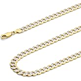 14k REAL Yellow/White/Two Tone Gold Solid 14mm, 12mm, 9.5mm, 8mm, 7mm, 6mm, 5mm, 4mm, 3mm, 2.5mm, 2mm Cuban Concave Curb Chain Necklace/Bracelet