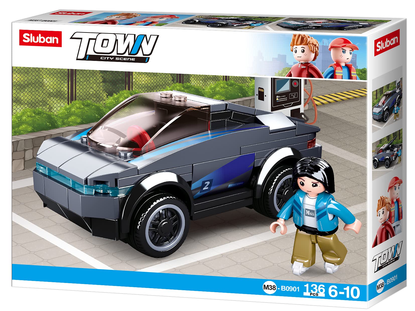 Sluban - Town-Electric Car, M38-B0901, Multi-Colour