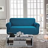 SAMSTEX 3 Seater Sofa Cover Teal 1-Piece Stretch Slipcover view 2
