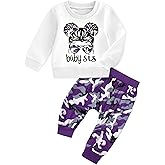 AGAPENG Toddler Baby Girl Clothes Cute Graphic Long Sleeve Sweatshirt Camouflage Pants Sweatsuit Infant Fall Winter Outfits