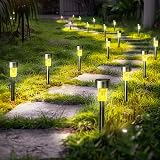 GIGALUMI Solar Lights Outdoor 24 Pack Stainless Steel Waterproof Warm White view 7