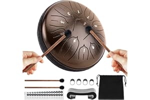 ZOOS Steel Tongue Drum 6 Inch 11 Notes Mini Ethereal Drum Portable Tongue Drum Set, Tongue Drum for Kids Adults Women Men Med