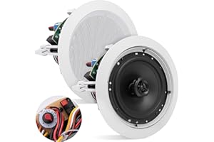 Pyle Ceiling Mount Speaker - 6.5” 500W Peak - 2-Way 70V Transformer for Commercial Restaurant Audio, Surround Sound, Flush Design In-Wall Installation - Pyle PDIC63T - 1pc (White)