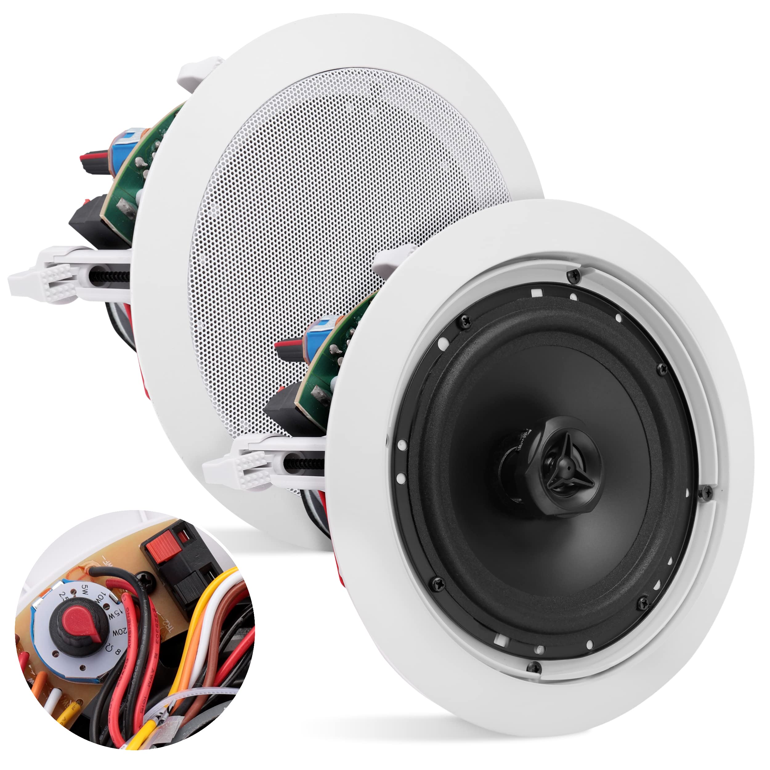 Photo 1 of Pyle Ceiling and Wall Mount Speaker-6.5” 2-Way 70V Audio Stereo Sound Subwoofer Sound with Dome Tweeter,500 Watts,in-Wall&in-Ceiling Flush Design for Home Surround System-Pyle PDIC63T(White)