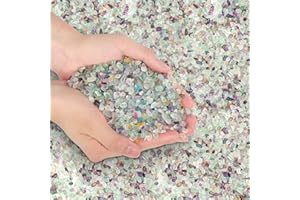 T4U Crystal Chips Stone Crushed Quartz Glass 1LB - Fluorite Tumbled Gravel Small Decorative Pebbles Bulk, Mini Polished Rocks Pieces for Crafts, Vases Filler, Succulent Plants, Aquarium Gravel Rocks