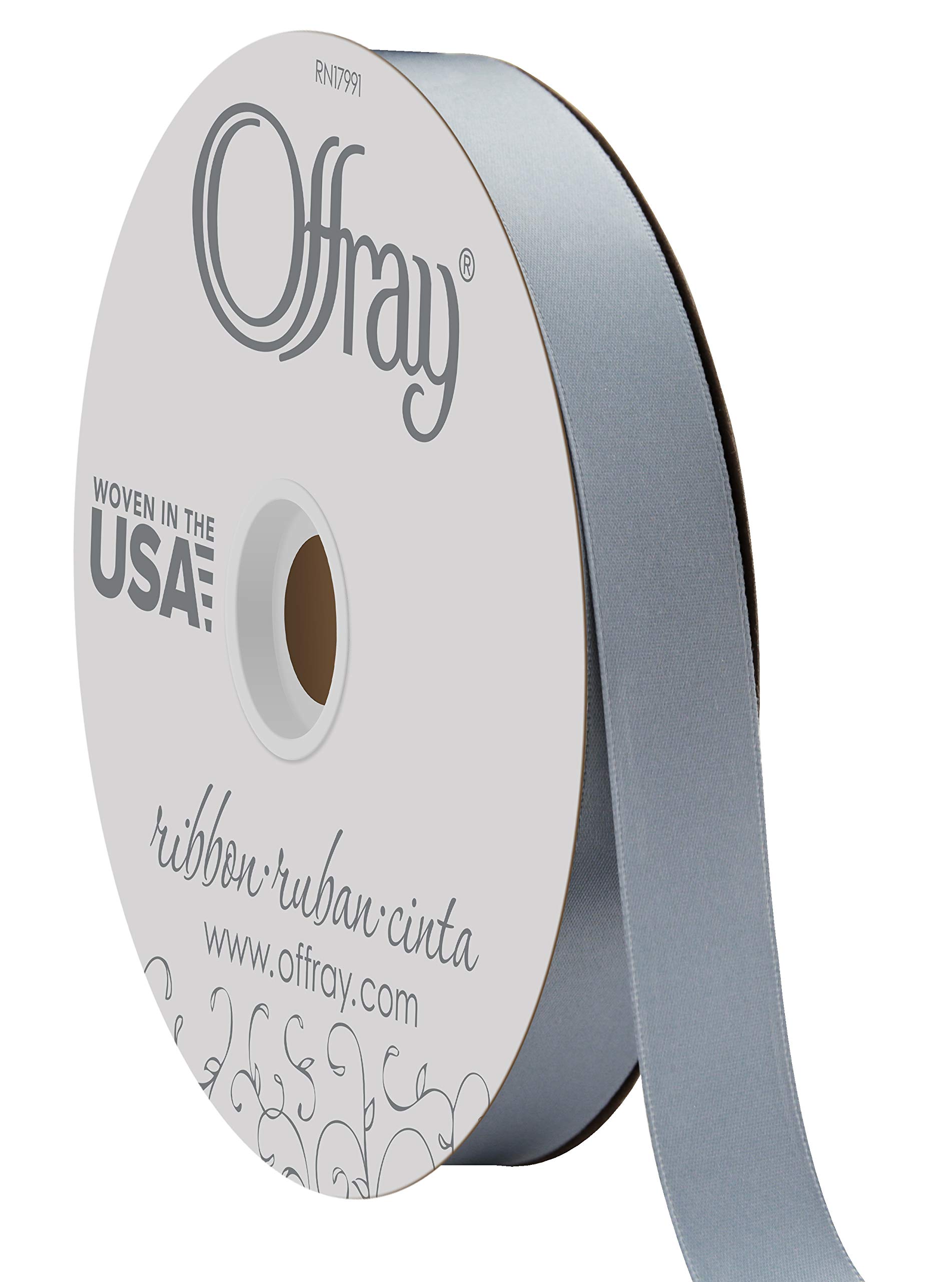 Berwick Offray 7/8" Wide Double Face Satin Ribbon, Dusty Blue, 100 Yards