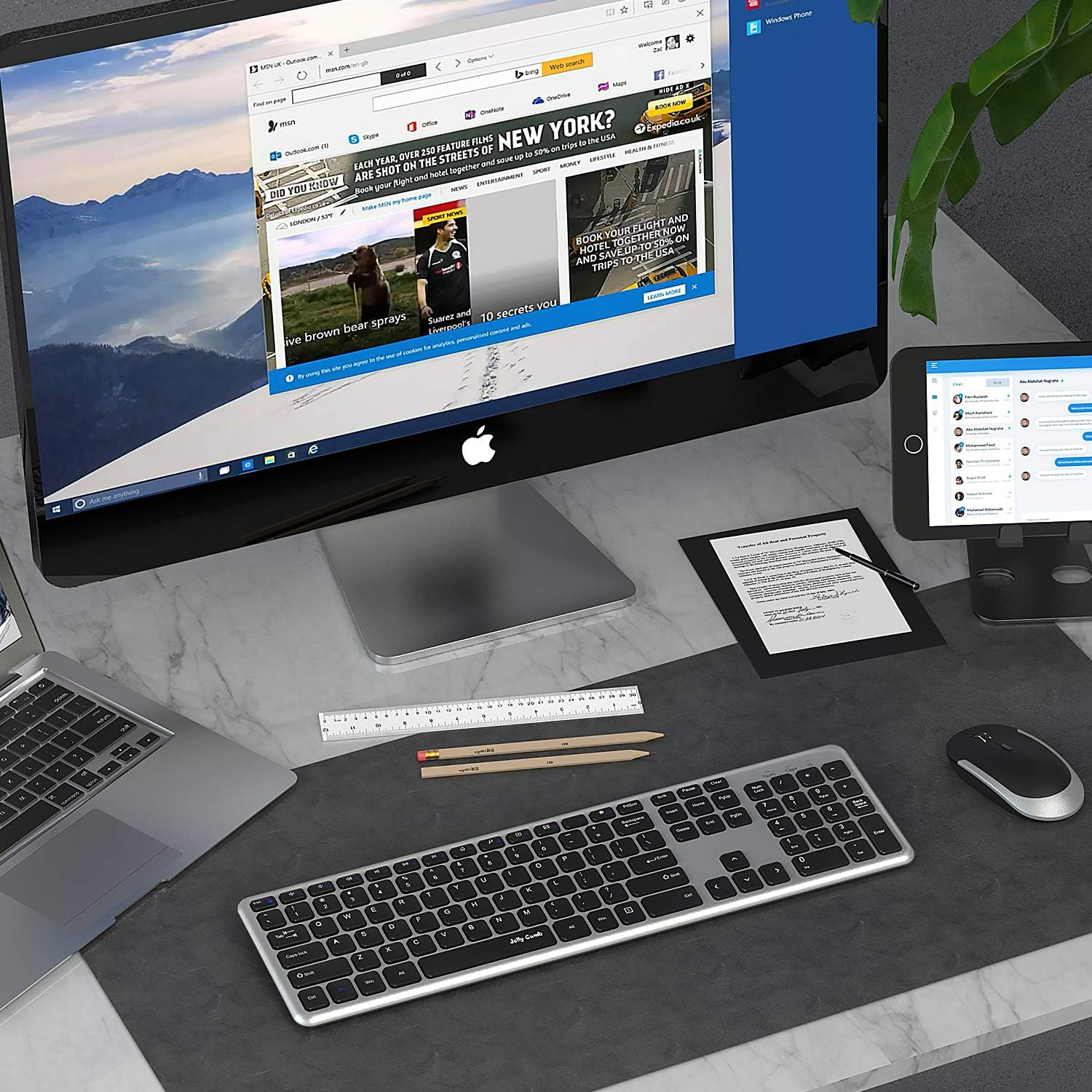 Wireless Keyboard and Mouse, Jelly Comb 2.4GHz Ultra Thin Full Size Wireless Keyboard Mouse Combo Set with Number Pad for Computer, Laptop, PC, Desktop, Notebook, Windows 7, 8, 10 (Black and Silver): Computers & Accessories