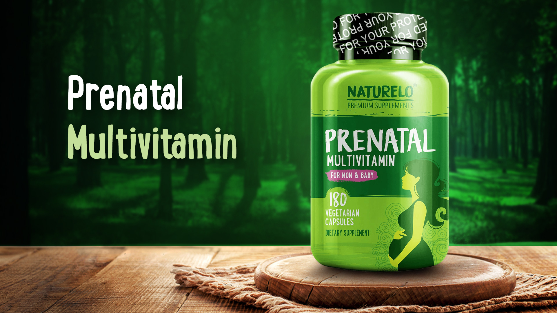 NATURELO Prenatal Whole Food Multivitamin with Natural Iron, Folate and Calcium Vegan