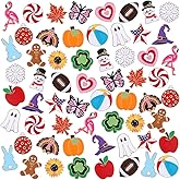 Hoteam 60 Pcs Holiday Enamel Pins Bulk Seasonal Christmas Valentines Thanksgiving Trading Pin Turkey Snowman Gingerbread Man Brooch Badge for Backpack Hat Clothes Party Favor Gift Decor