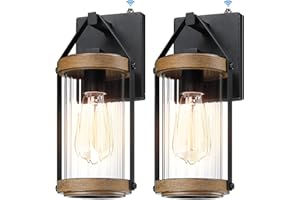 LONEDRUID 2 Pack Dusk to Dawn Outdoor Wall Light Fixtures Photocell Sensor Exterior Lantern Sconce Lighting Waterproof Outside Wall Mount Lamp for House Patio Garage Entryway Doorway