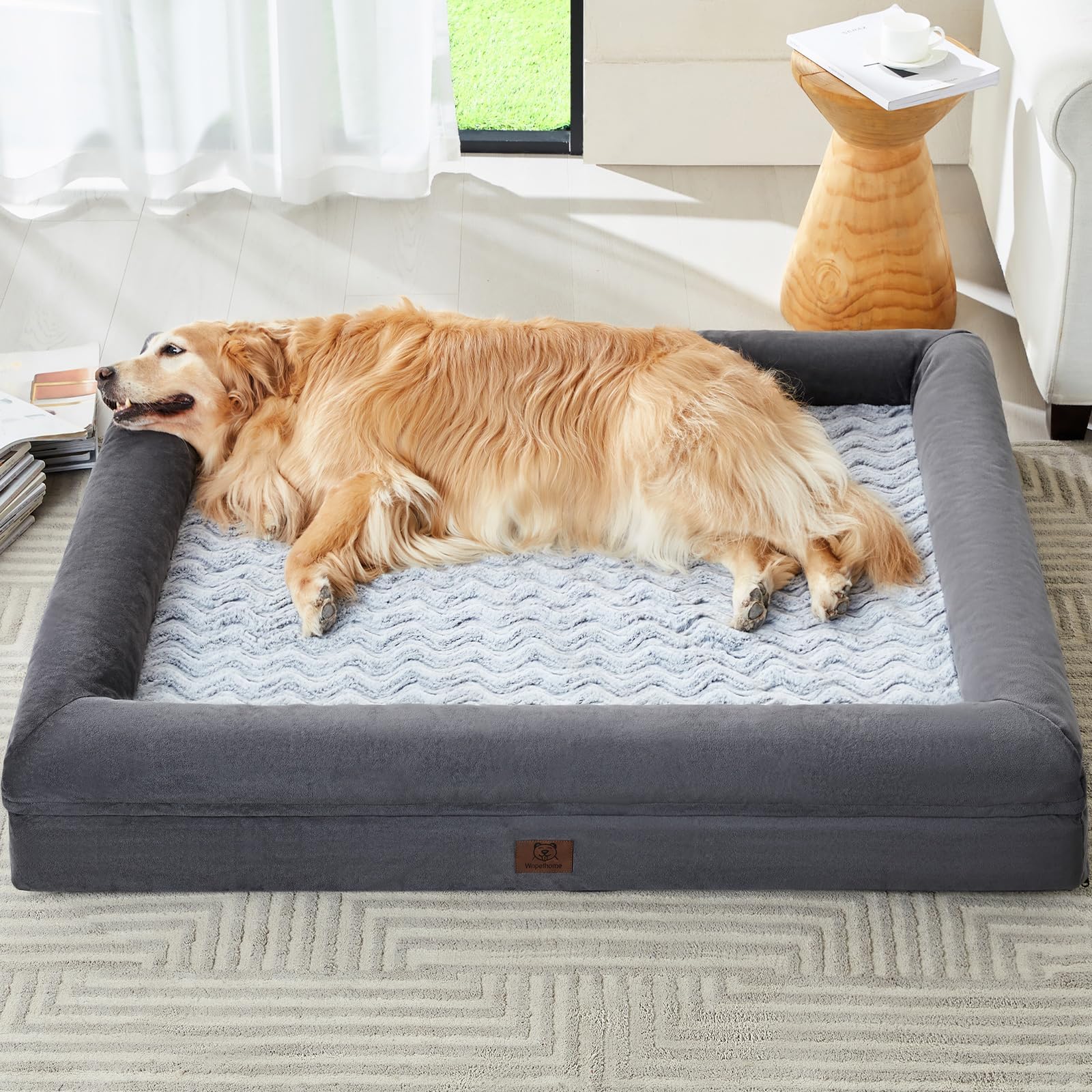 Photo 1 of ***UPDATED 5/1***WNPETHOME XXL Extra Large Dog Bed, Washable Dog Couch with Removable Waterproof Cover, Orthopedic Large Pet Sofa Bed with Bolster Sides for Sleeping