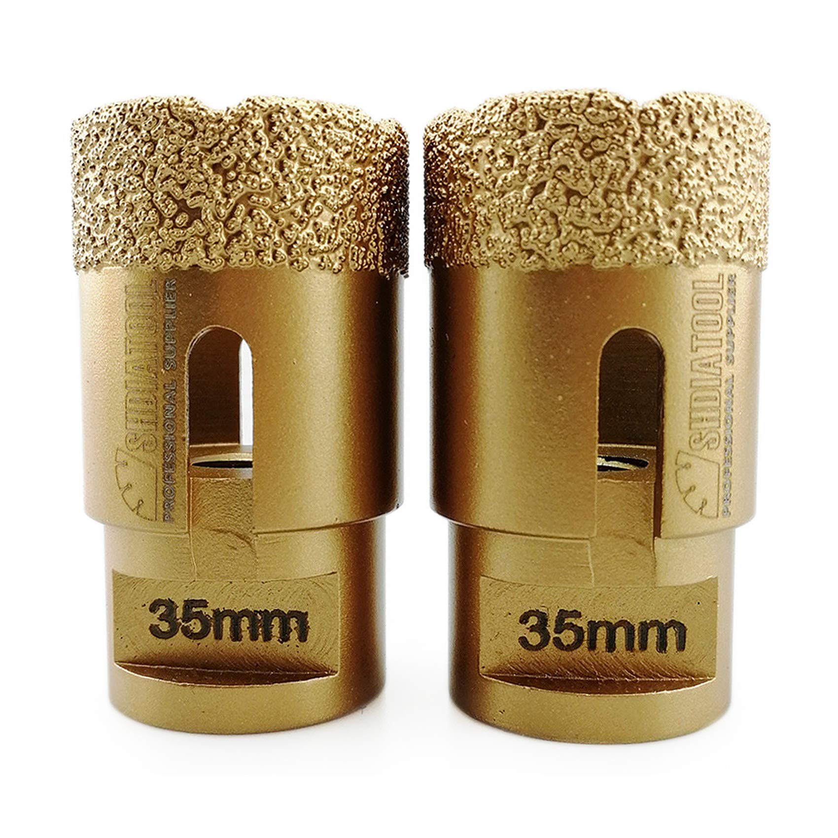 SHDIATOOL Dry Diamond Drill Core Bit 2PK 35mm Hole Saw with M14 Thread for Porcelain Tile Granite Marble