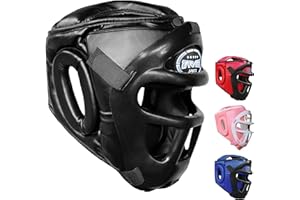 Farabi Sports Boxing Headgear Grill Head Gear MMA Training Kickboxing Sparring Gear Removable Front Bar Grill