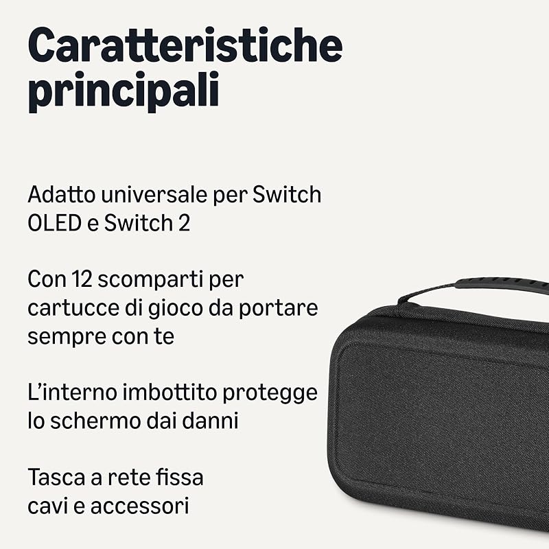 Custodia Universale per Nintendo Switch con 12 Slot per Schede di Gioco, Compatibile con Switch 2 e Switch OLED, Nero, Confezione da 1