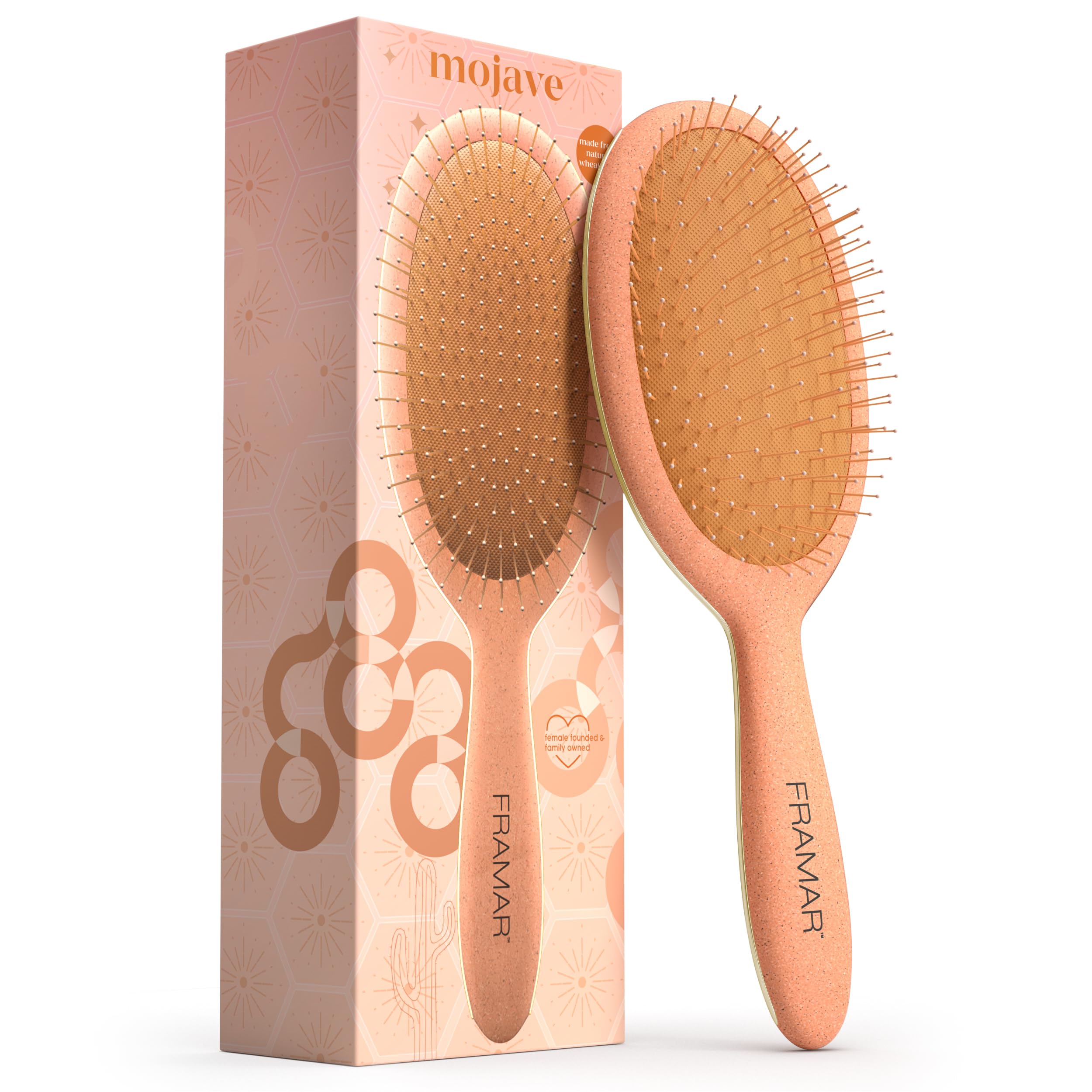 Framar Wet Hair Brush Detangler – Curly Hair Brush Women, Hairbrushes for Women, Detangle HairBrush, Detangling Brush Set, Detangler HairBrush - Mojave