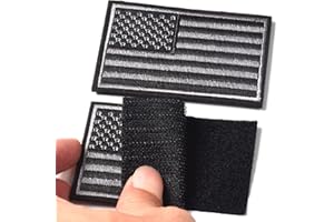 Harsgs 2PCS American Flag Patches, Hook & Loop Tactical Morale Patch Full Embroidery Military Patch for Caps Bags Vests Military Uniforms, Grey and Black