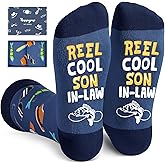 Dark Blue Reel Cool Socks - Funny Gifts for Godfather Step Dad Son in Law Cousin
