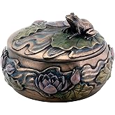 Frog Sitting on Lily Decoration Art Nouveau Design Jewelry Box
