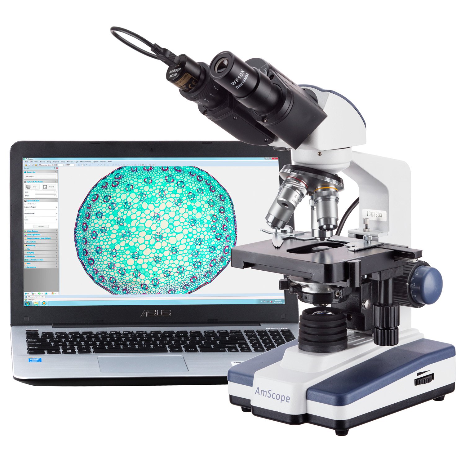 AmScope B120B Microscope Monoculaire LED 40X-2000X - Double Couche Mécanique 3D, Idéal Enseignement, Laboratoire