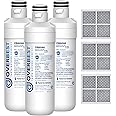 Overbest LT1000PC ADQ747935 Refrigerator Water Filter and Air Filter, Replacement for LG® LT1000P®, ADQ74793501, ADQ74793502, Kenmore 469980, 9980 and LT120F®, 3 Combo