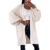 Dqbeng Womens Long Cardigan Sweaters Oversized Open Front Chunky Knit Sweater with Pockets