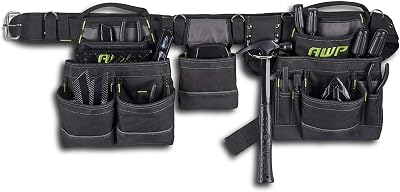 AWP Carpenter Tool Rig with Carry Handles Premium Tool Belt up to 50 Inches