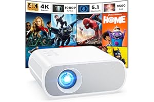 HOMPOW Projector, Native 1080P Full HD Bluetooth Projector with Speaker, 9500 Lumens Outdoor Portable Movie Mini Projector Compatible with Laptop, Smartphone, TV Stick, Xbox, PS5