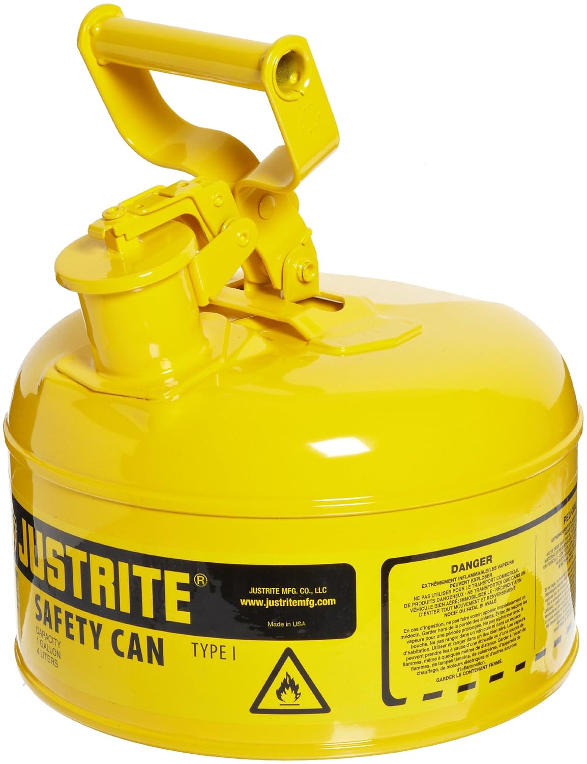 Justrite 7150100 Type I Galvanized Steel Flammables Safety Can, 5 Gallon Capacity, Red: Hazardous Storage Cans: Industrial & Scientific