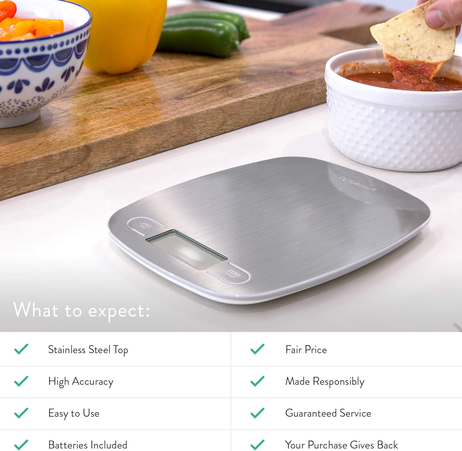 GreaterGoods Digital Food Kitchen Scale, Multifunction Scale Measures in Grams and Ounces (Ash Grey): Kitchen & Dining