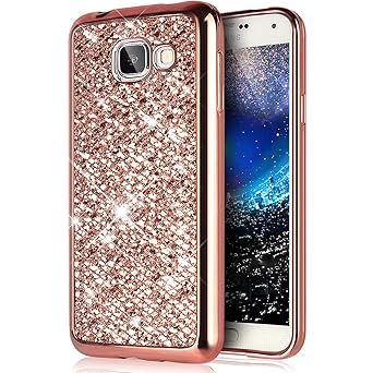 Kompatibel mit Galaxy A5 2016 Hülle Handyhülle Case,Glänzend Glitzer Bling Diamant Weich Überzug TPU Bumper Hülle Tasche Meta