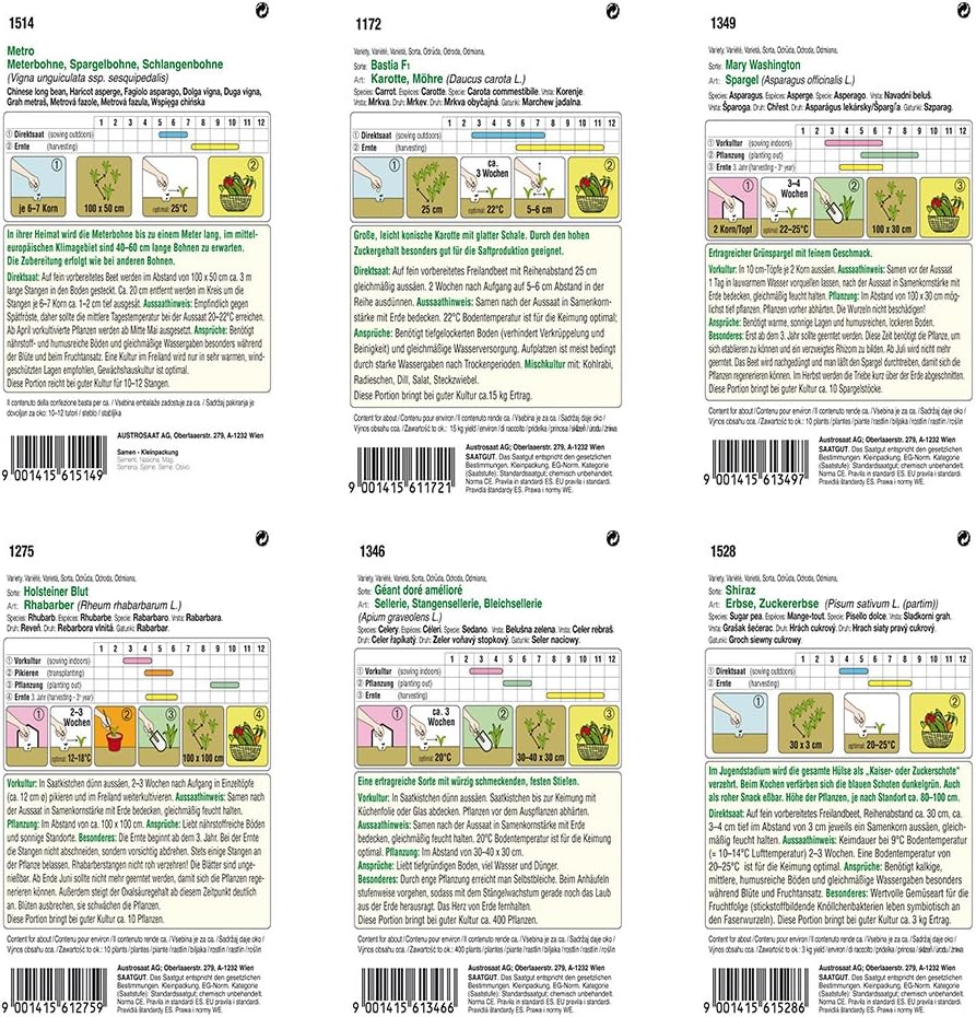 6 variedades | Surtido de semillas de verduras | Edición Gourmet ...