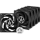 ARCTIC P8 PWM PST (5 Pack) - PC Fans, 80mm Case Fan with PWM Sharing Technology (PST), Pressure-optimised, Quiet Motor, Computer, Fan Speed: 200&ndash;3000 RPM - Black