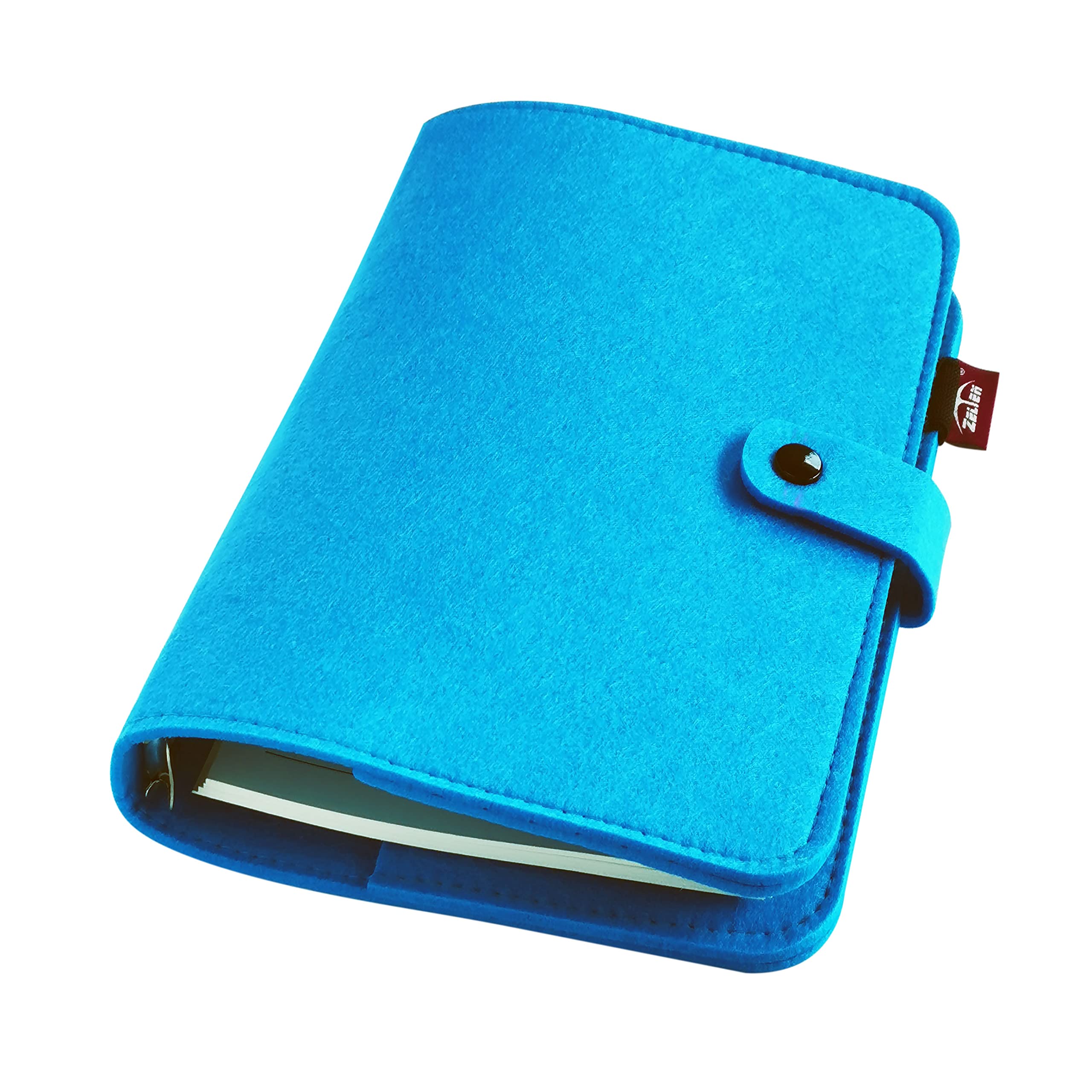 A6/ A5 6-Holes Felt Cover Round Ring View Binder File Folder for Loose Leaf Sheet Protectors/D Ring Binder Cover Protector (Mailbu Blue, A5 mini Set)