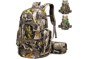 Kioqiear Hunting Backpack,Outdoor Gear Hunting Pack with Rain Cover,Durable Large Capacity Hunting Day Pack.(GREEN CAMO)