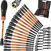 LOZAGU 33PCS Magnetic Nut Driver Set with Long Handle | 6 Inch Long Nut Driver Set | SAE and Metric | 1/4 Inch Hex Shank | Cr-V Steel