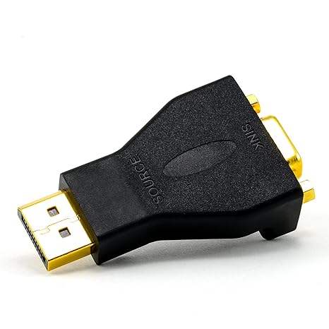 CSL - DisplayPort auf VGA Adapter / Konverter | vergoldete Kontakte | Full HD und HDTV-Auflösungen bis zu 1080p | schwarz