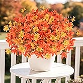 Luiywan Artificial Outdoor Fall Flowers, Fake Fall Plants UV Resistant for Outside Decoration, Faux Mums Stems Bulk for Front Door Porch Patio Yard Balcony, Autumn Harvest Decor, 16pcs