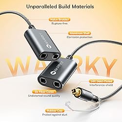 Warrky Optical Audio Splitter with 2FT Nylon