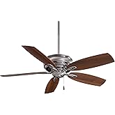 Minka-Aire F614-PW Downrod Mount, 5 Wood Finish Blades Ceiling fan, Pewter