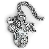 St. Rita of Cascia Necklace, Keychain or Clip, Patron Saint of Desperate Situations, Birthstone Crystal and Initial Charm