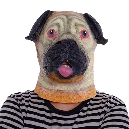 Anladia Shar-Pei Hunde-Maske Latex Gummi Kopfmaske Vollmaske Tiermaske Kostüm Kleid für Karneval Fasching