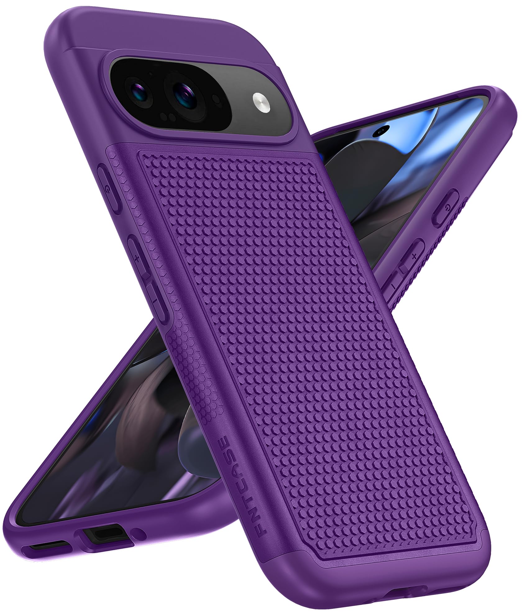 Photo 1 of FNTCASE for Google Pixel 9 Case: Pixel 9 Pro Dual Layer Heavy Duty Protective Cell Phone Cover with Non Slip Textured Back - Shockproof Rugged Military Protection Bumper Tough (Purple)