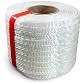 IDL Packaging Woven Cord Strapping Coil 1/2" x 1500', 650 lbs - USA-Made | White Durable &amp; Flexible Woven Cord Strap Roll 6" x 3" Core with Re-Tightening Option - Compatible with Truck, Car, Boat, ATV