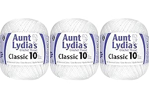 3-Pack - Aunt Lydia's Classic Crochet Thread - White - Size 10 Value Pack - 1000 Yards Each