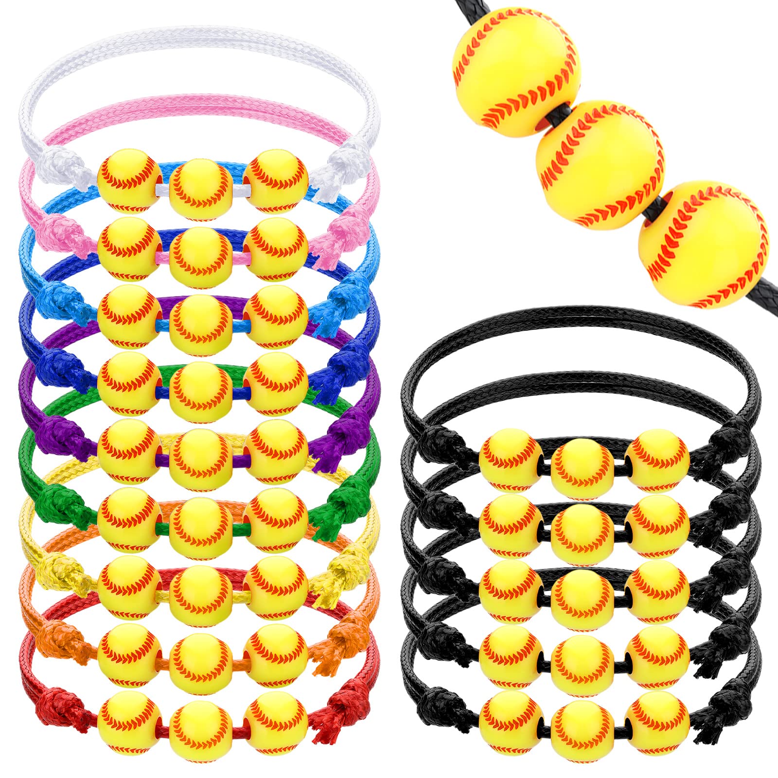 Photo 1 of Glenmal 30 Pieces Softball Charm Bracelet Softball Gifts Baseball Party Favors Adjustable Inspirational Sport Ball Bracelet Handmade Rope Knot Bracelets for Girl Kid Teen Team Player Gift