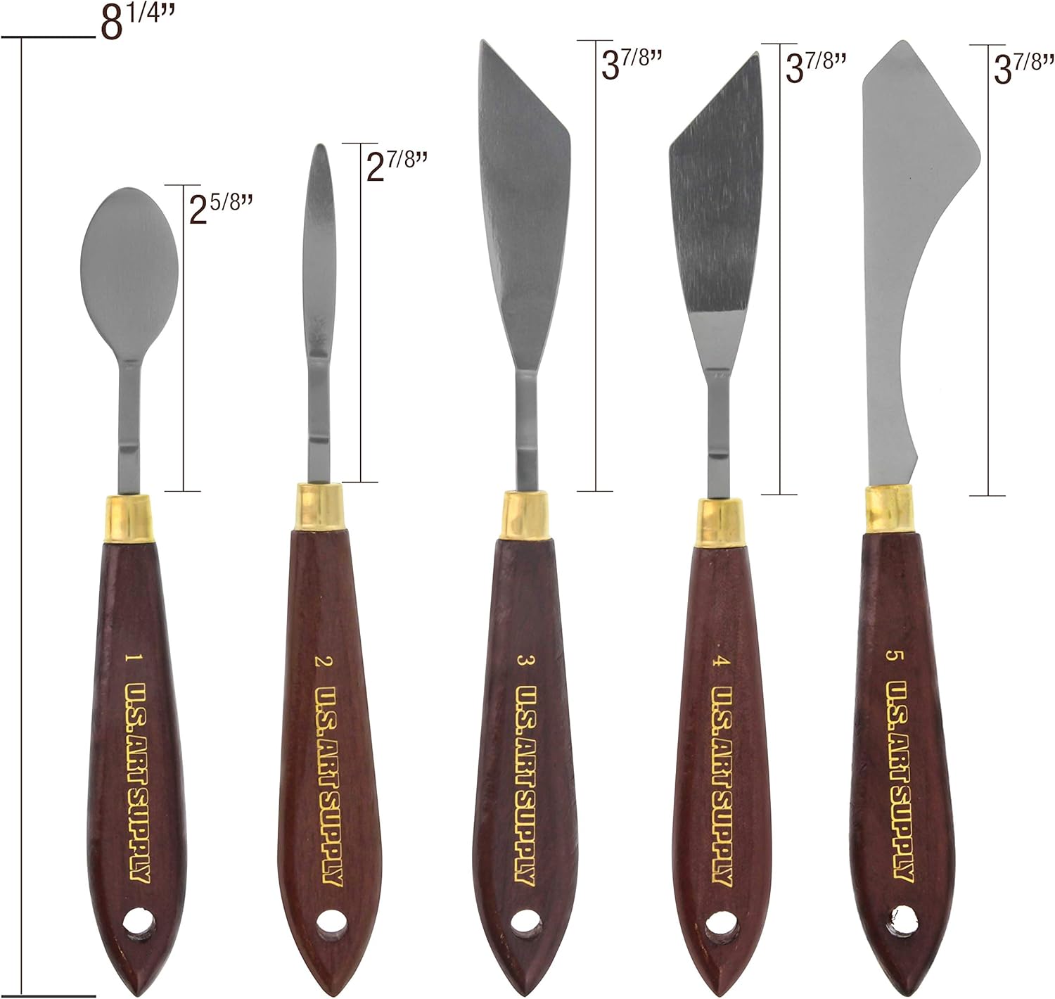 U.S. Art Supply 5 Piece Premium Assorted Metal Palette Knife Set- Great New Shapes for Epoxy and Acrylic Pouring