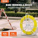 VEVOR 425ft Fiberglass Fish Tape 1/4in Wire Puller Cable Rodder Steel Reel view 2