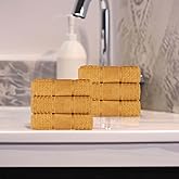 Superior Cotton Hand Towel Set, Zero Twist, Waffle Border, Small Towels, Plush Soft Absorbent Bathroom Basics, Home Essentials, Spa, Salon, Hotel, Kitchen, Luxury Quick Drying, Set of 6, Gold