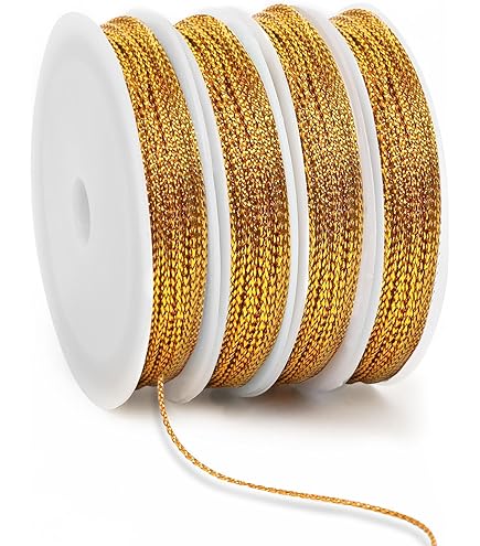 Augshy 200 M Fil Doré De Noël, Cordon De Noël Corde Dorée