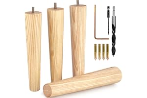 AIRY ABODE Ash Wood Furniture Legs - Premium Mid Century Legs for Sofa, Chair, Table, Dresser, Bed, Cabinet, Ottoman - Our Wooden Legs Are Easy To Install & Include Installation Hardware - Set of 4, 10 Inches